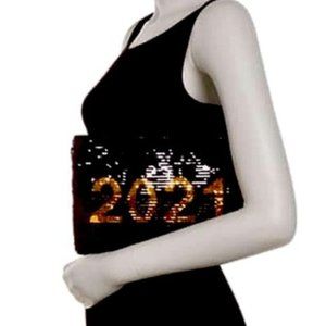 URBAN EXPRESSIONS Sequin Clutch Purse Black Gold 2021
